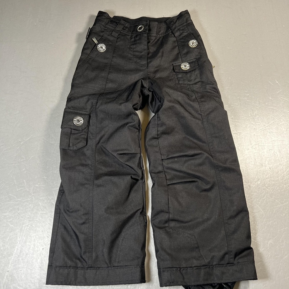 Obermeyer Ski Snow Pants Girls Juniors 6 Black Insulated EWS Gaiters Waterproof